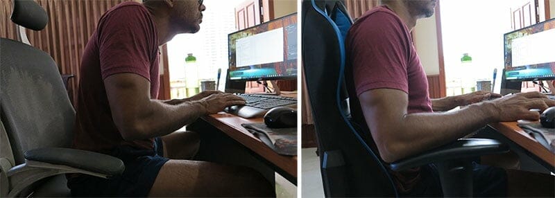 DXracer posture comparison with cheap office chair