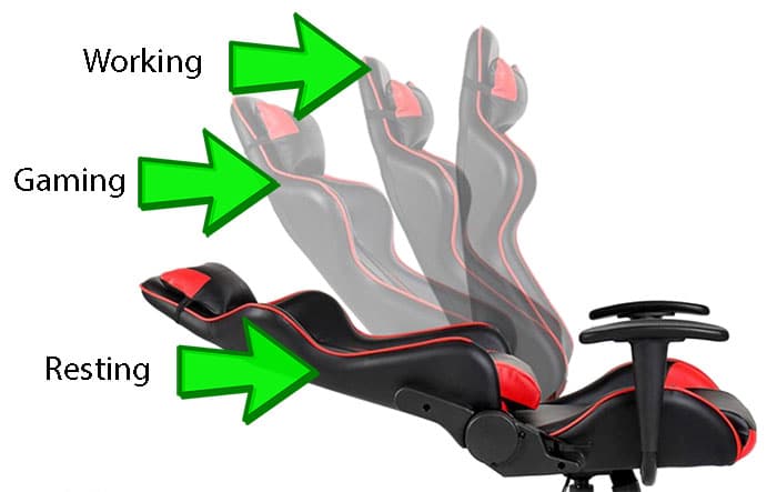 Gaming chair reclining modes for work rest and play