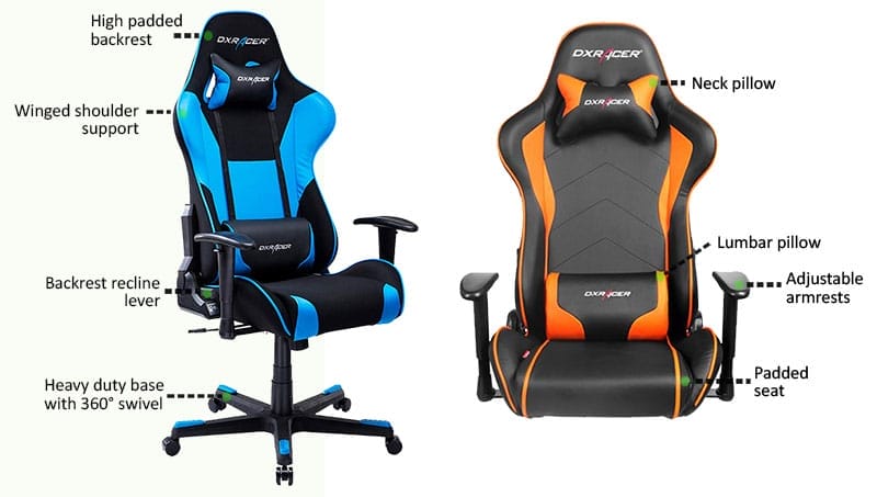 Adjustable racing style gaming chair parts
