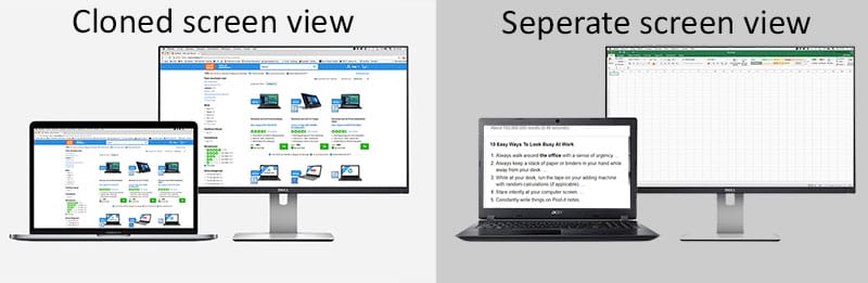 Cloned vs seperate desktop view