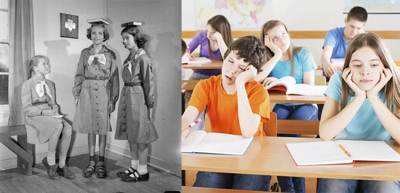Evolution of posture habits in American education