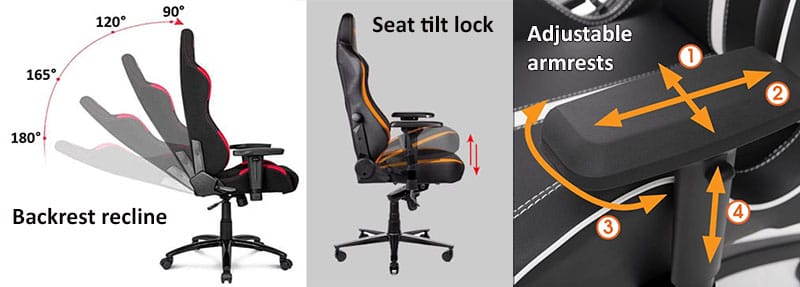 Dynamic sitting features used by gaming chairs