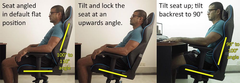Seat angle tilt lock chair feature