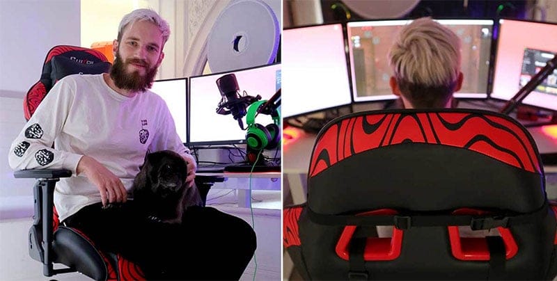 Pewdiepie using his Clutch Throttle Series gaming chair