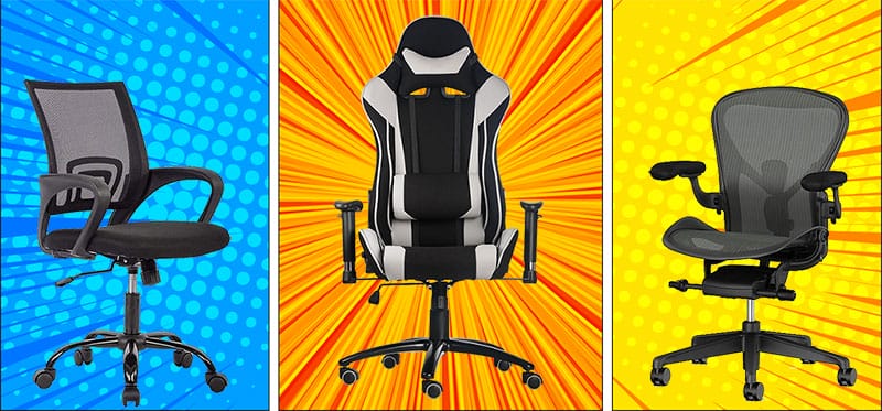 Three types of office chairs