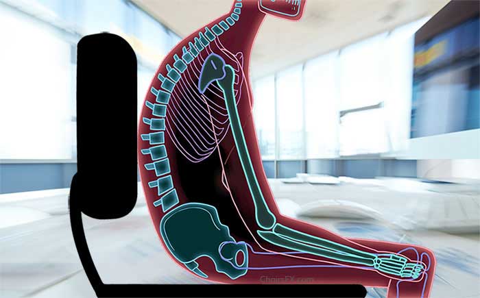 Bent spine in an office chair