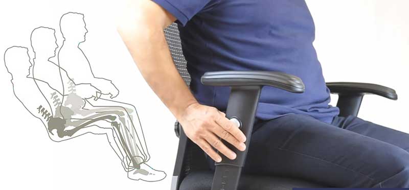 Backrest recline and adjustable armrests