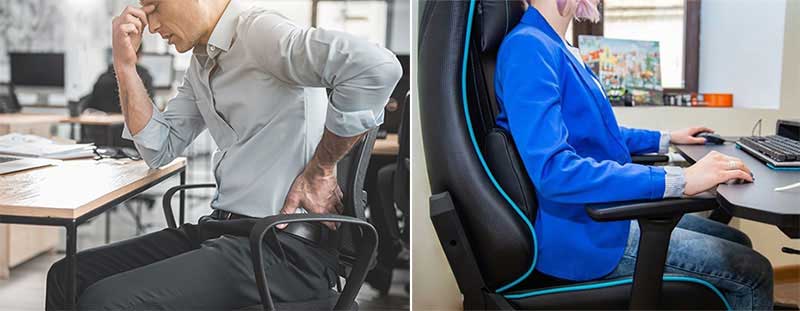Gaming chair posture support