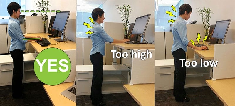 Standing desk height guidelines