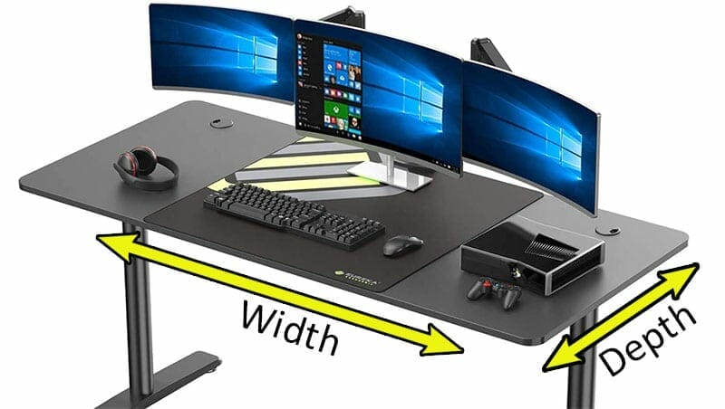 Gaming desk tabletop dimensions