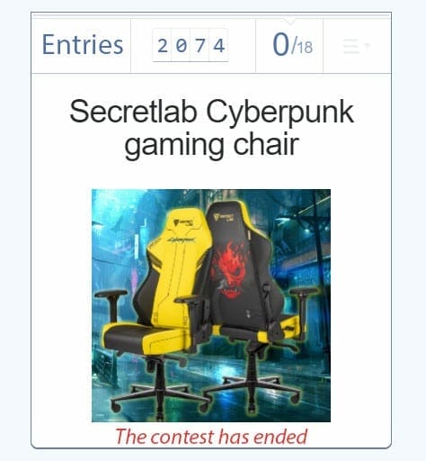 Giveaway contest end