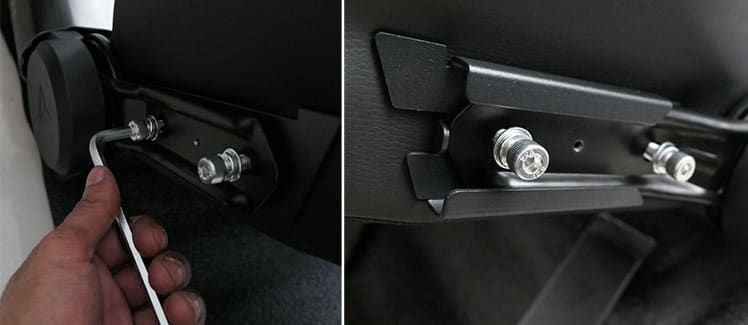 Fasten bolts to chair backrest
