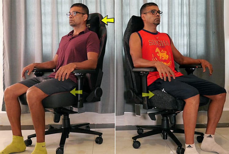 Sitting in a Secretlab Titan and Omega chair