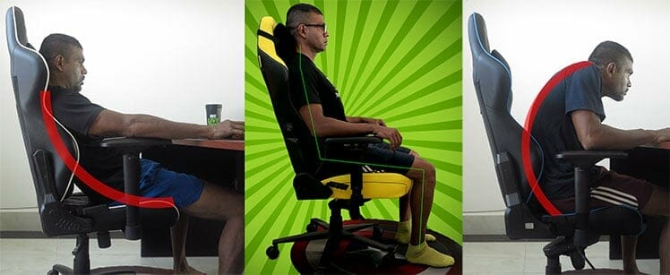 Sloppy versus healthy sitting in a gaming chair