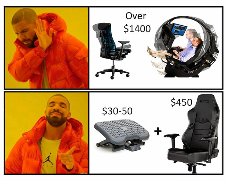 Gaming chair with footrest versus ergonomic chair