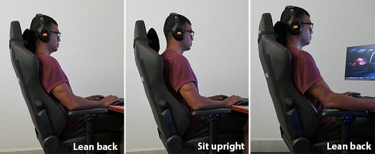 Active sitting in a gaming chair