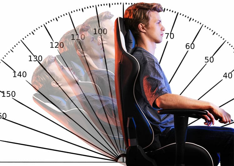 Gaming seat recline ranges