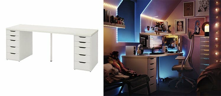 IKEA Linnmon tabletop with Alex drawers