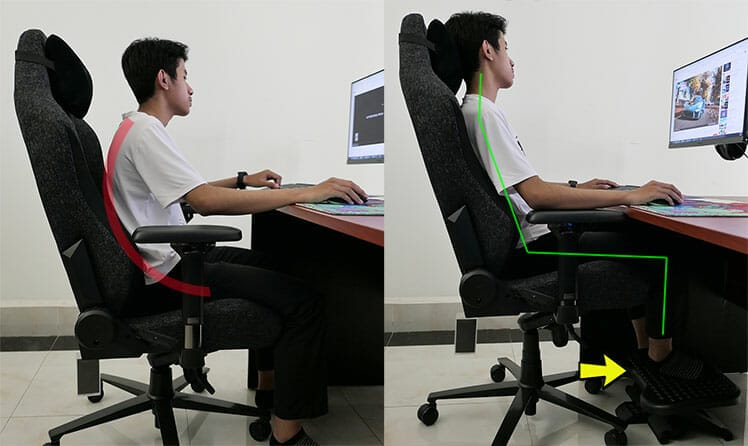 Sit taller by using a footrest