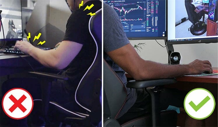 Fixed versus dynamic chair armrests