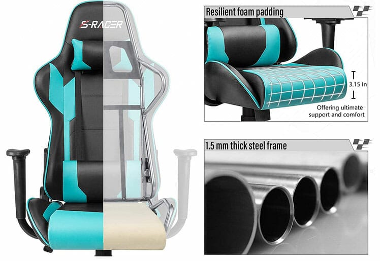 Gaming chair frame construction