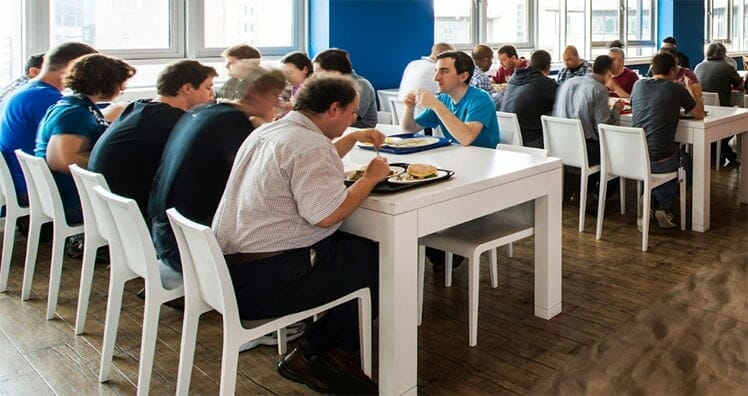 Poor posture in a Google cafeteria