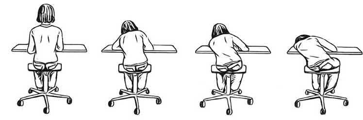 Child slouching at a school desk over time
