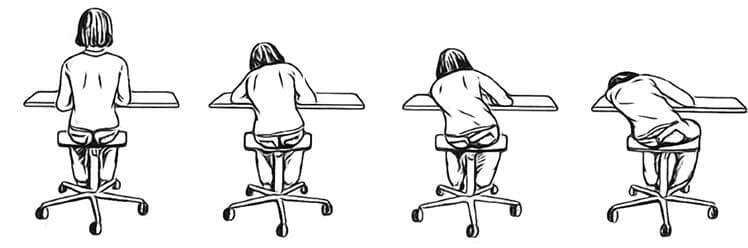 Child slouching at a school desk over time