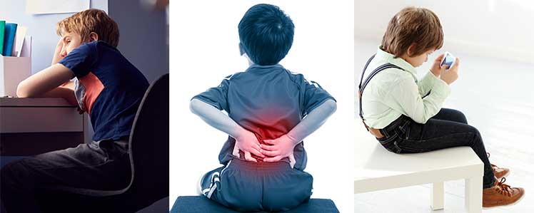 Slouching children with poor posture