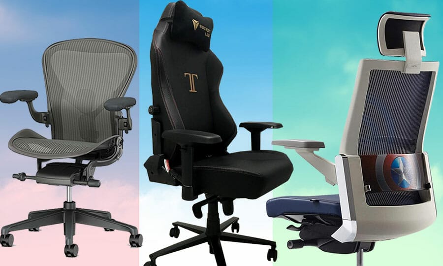 Three types of ergonomic chairs