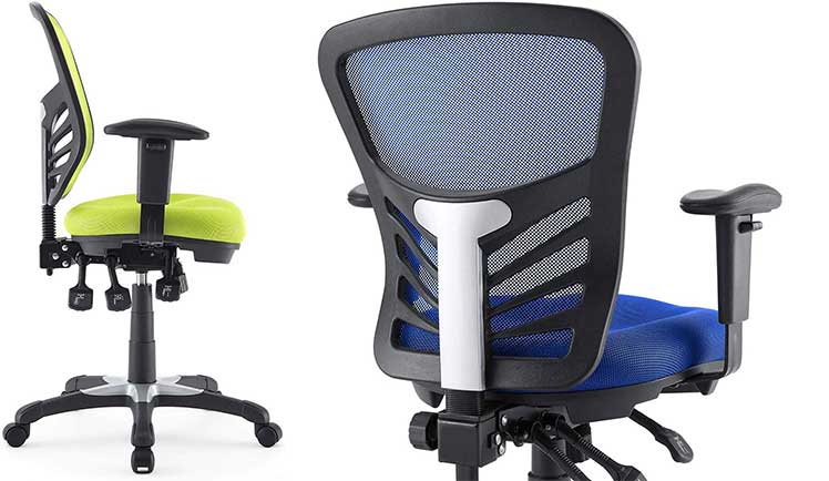 Modway EEI-757-BLK Articulate Ergonomic Mesh Office Chairs in Yellow and Blue