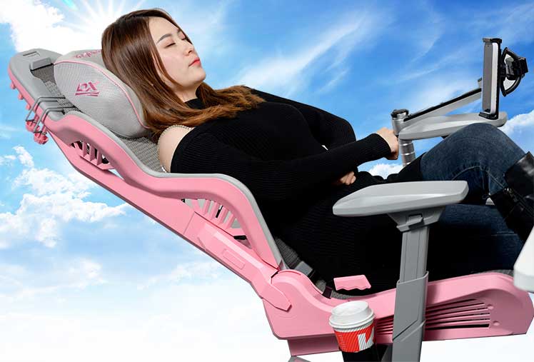 Woman recline in DXRacer Air gaming chair