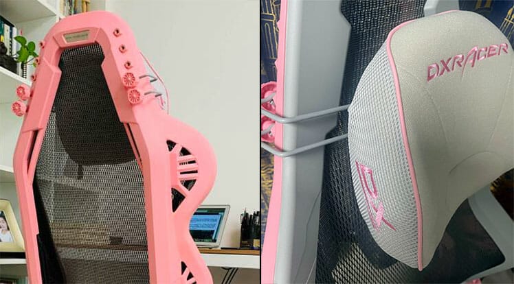 DXRacer Air headrest clamp system