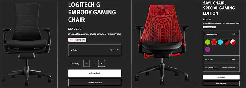 Herman Miller gaming chair online shopping portal