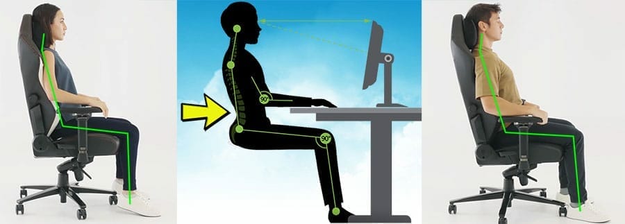 Neutral postures in a gaming chair