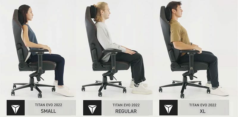 Titan EVO chair sizes