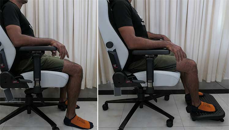 Footrest ergonomis untuk memperbaiki kedalaman kursi