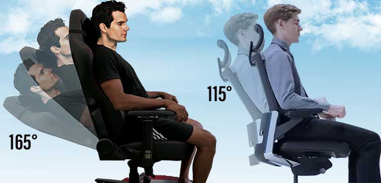 Gaming chair vs task chair recline range
