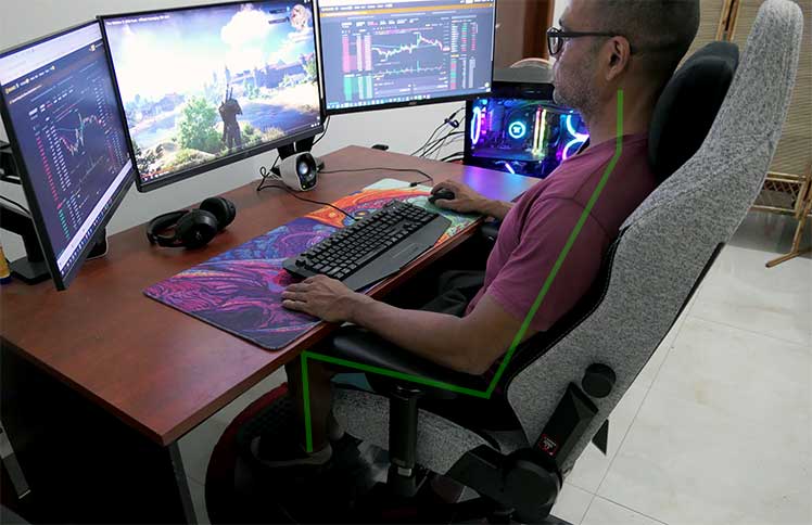 Healthy neutral postures in a Titan gaming chair