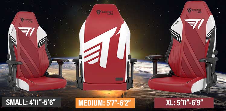 T1 Esports gaming chair sizes