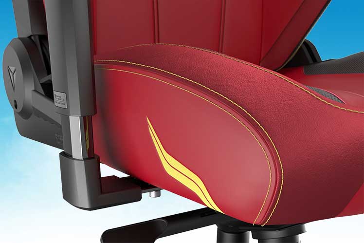 The Flash gaming chair suede seat closeup