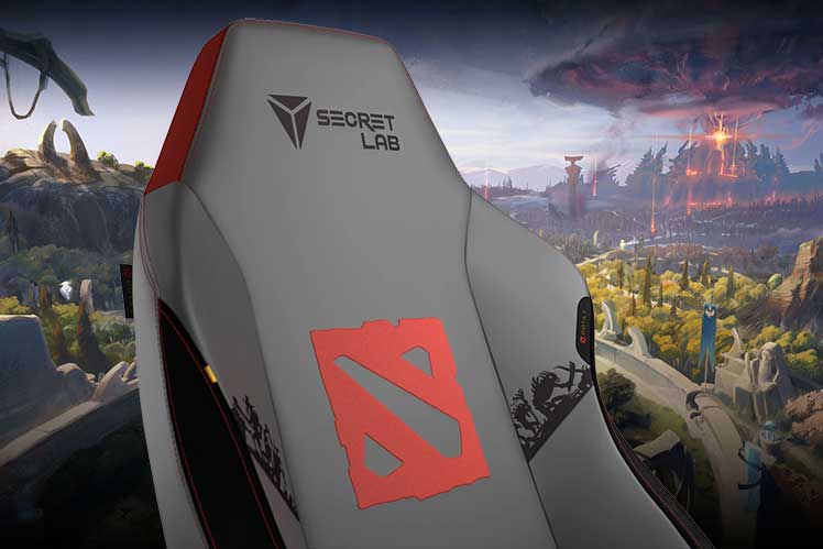 Dota2 gaming chair closeup of the styling