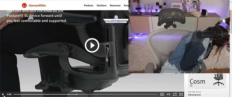 Pokimane Aeron settings
