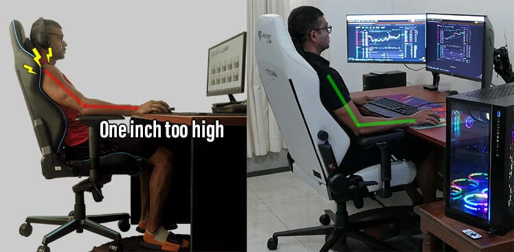 Gaming chair 2024 too high