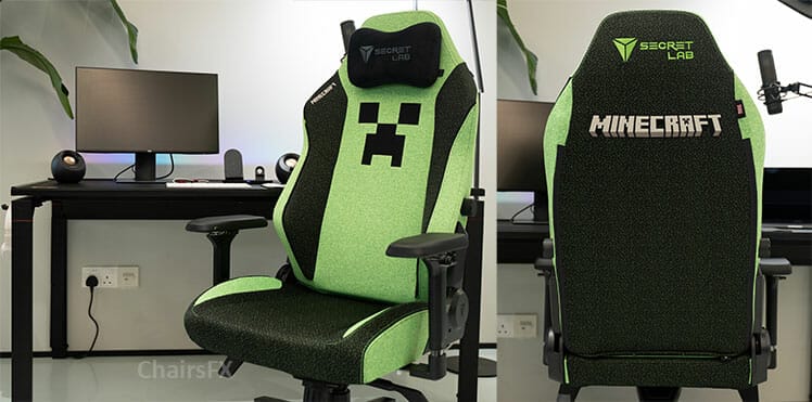 Minecraft gaming chair at a desk