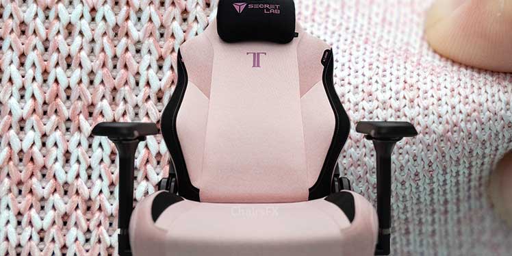 Secretlab TItan Plush Pink gaming chair fabric closeup