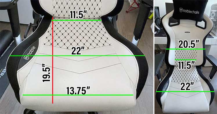 Noblechairs Epic seat and backrest dimensions
