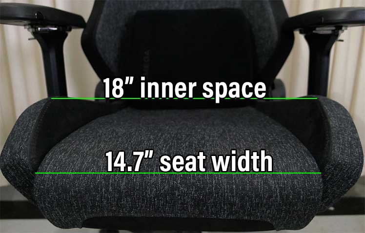 Omega seat closeup and measurements