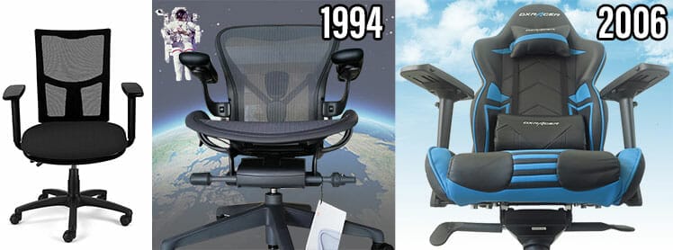 Three types of desk chairs
