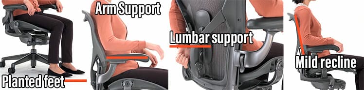 Neutral posture in Herman Miller Aeron chair